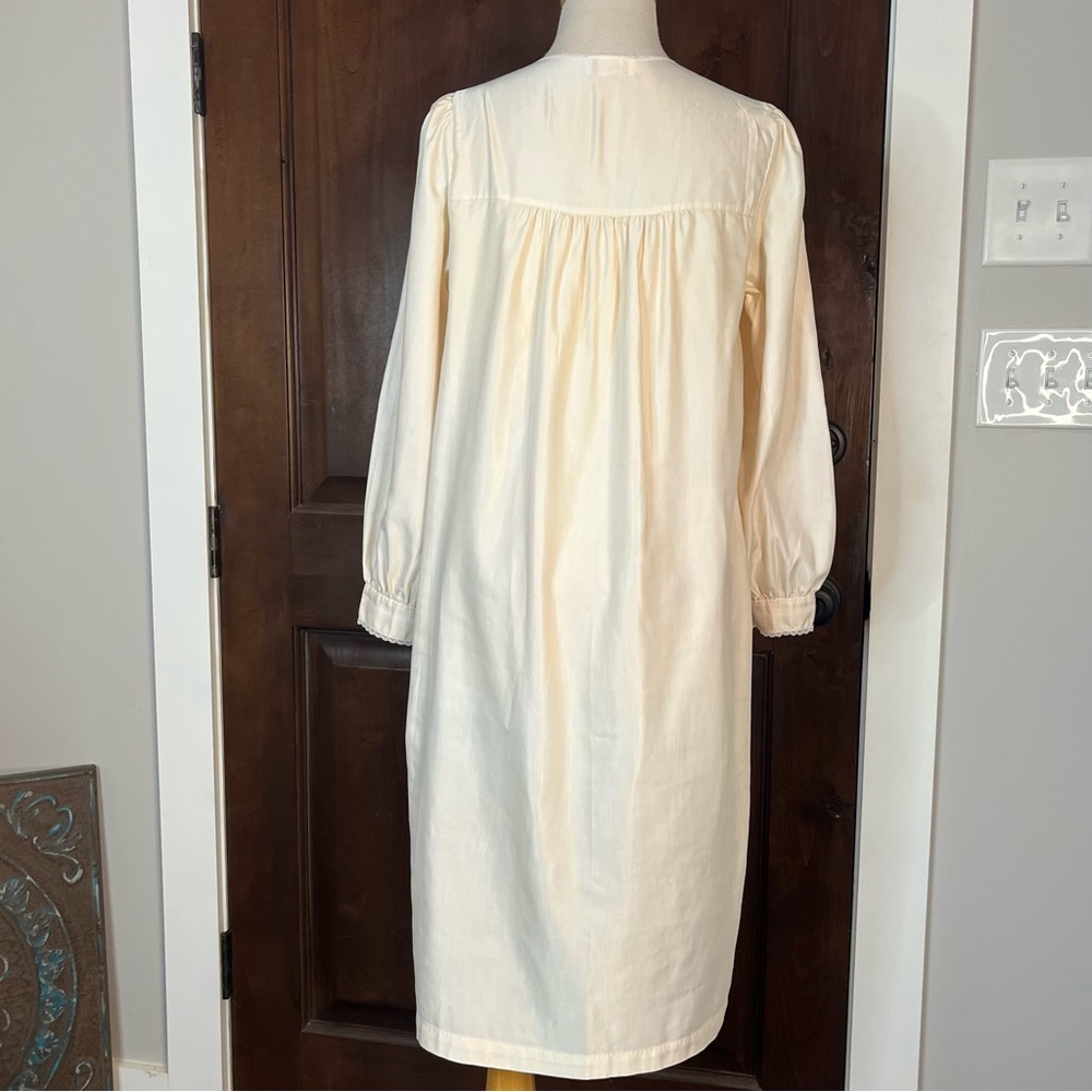 Vintage Cream Nightgown with Pink Floral Lace Yoke - Picture 8 of 13